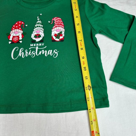 Holiday Time Gnomes Tee Shirt Long Sleeve Green New Gifts Christmas School Party - Picture 6 of 7